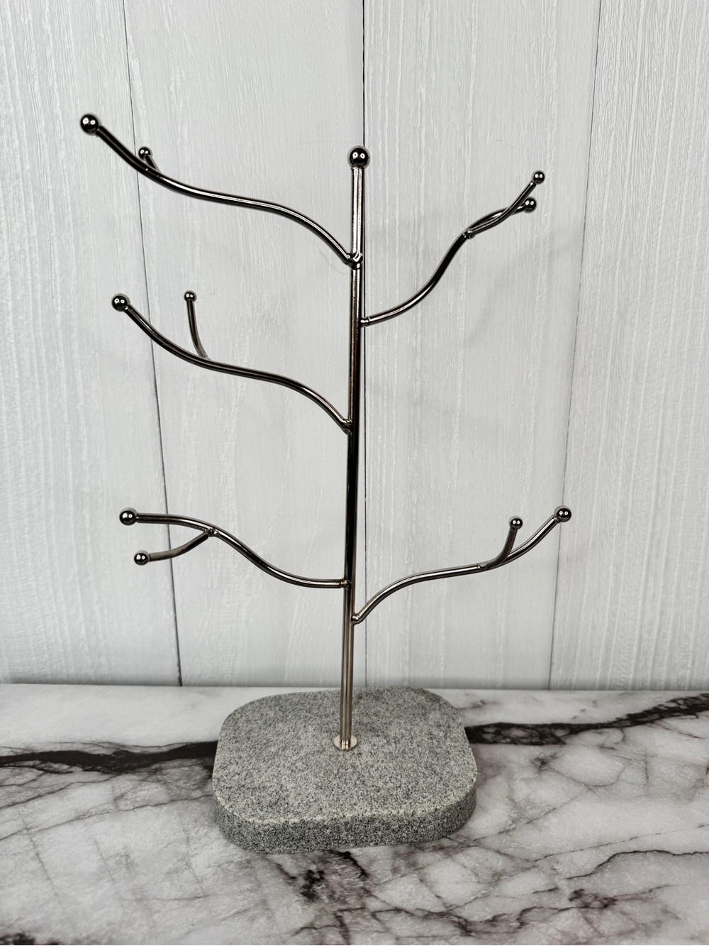 cupcakes & cashmere Silver Jewelry Tree with Gray Stone Base